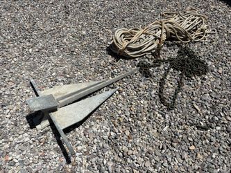 Large Galvanized 22 Lbs Anchor Chain Danforth Anchor Line 22’-28’ Boat