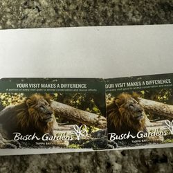 2 One Day Passes To Busch Gardens 