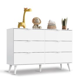 Brand new in the box! White Dresser for Bedroom, 47'' Wide 6 Drawer Wooden Chest of Drawers