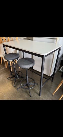 3-Piece Bar Height Dining Set, TOMMARYD Table and 2 LIDKULLEN Height Adjustable Stools Like New