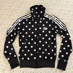 Adidas Originals black and white polka dot track jacket