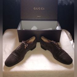 IOB Gucci Bamboo Accent Suede Brogues Men's Size: 9