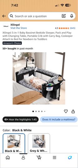 5-in-1 baby playpen + bassinet + changing table + portable crib - Like new + mattress included