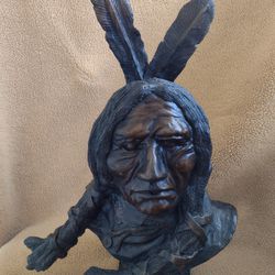 Solid Bronze Native American Bust
