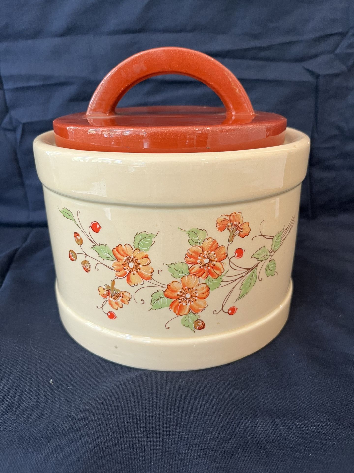 Vintage Floral Canister Cookie Jar