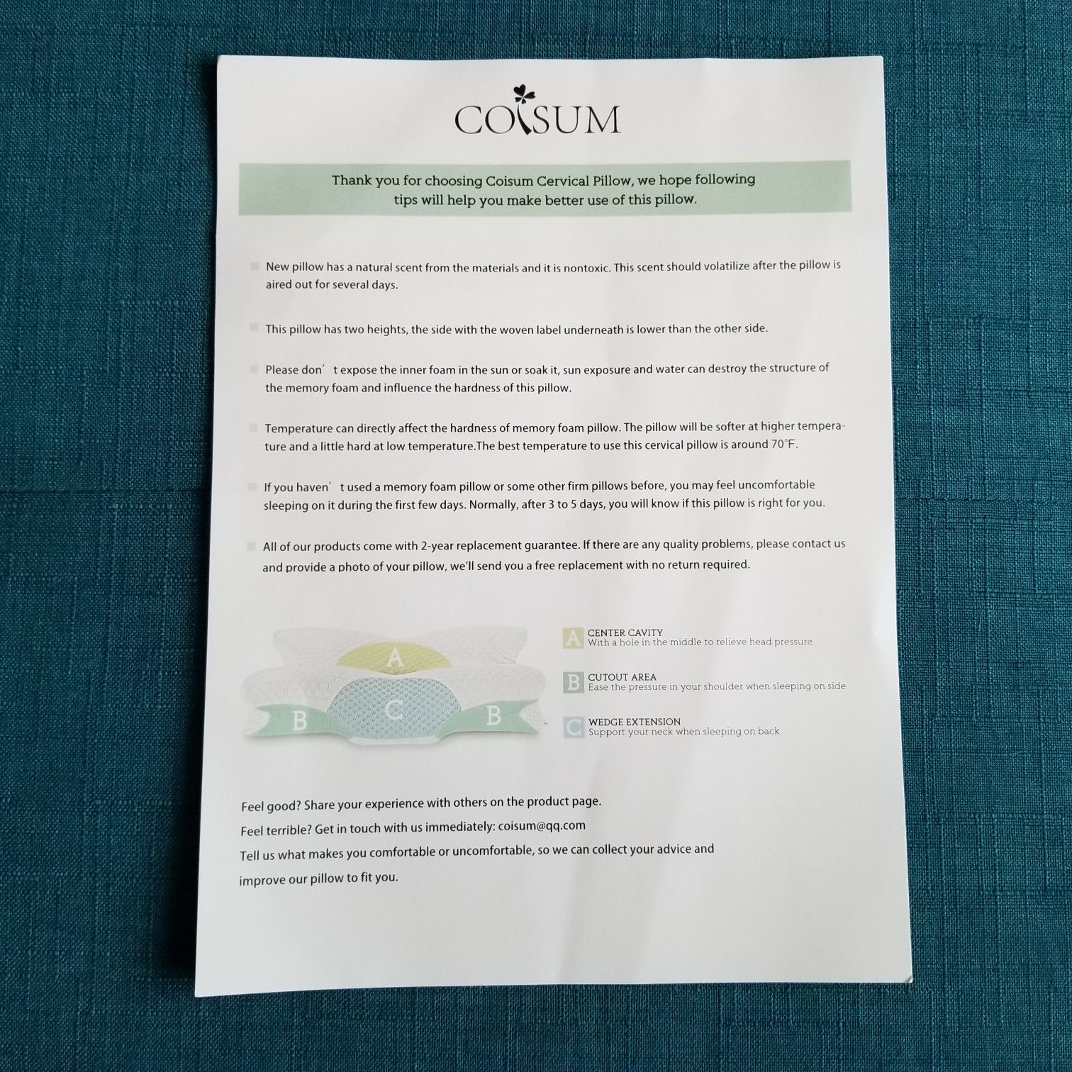 Coisum Memory Foam Pillow