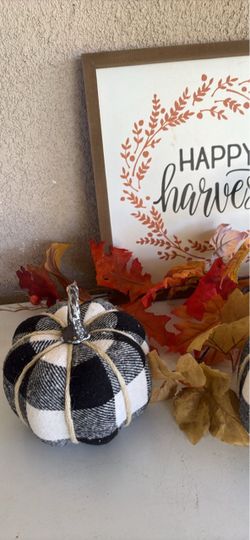 Buffalo Plaid Fabric Pumpkin Fall Decor