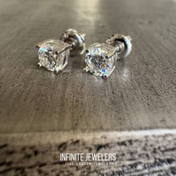 ❄️ 1CT VVS 5MM Moissanite Solitaire Sterling Silver Earrings- Only 2 Left‼️