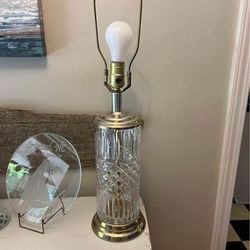 Vintage Leaded Cut Crystal & Brass Table Lamp