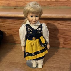 Antique Dutch Doll On Stand
