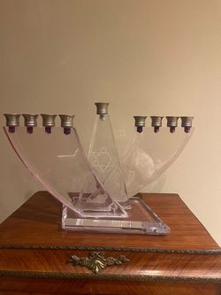 Menorah 10.5” high lucite base and pewter