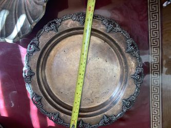 Sheffield Antique English Siver plated serving tray With grape and leafs motif platter