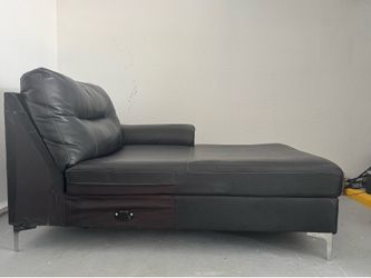 Italian Black Leather Loveseat Couch