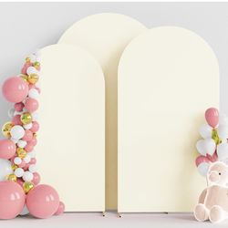 Wokceer Wedding Arch Backdrop Cover (8FT, 7.2FT, 6.6FT) Set of 3 Spandex Fitted Wedding Arch Stand Covers Round Top Chiara Backdrop Stands Cover for B