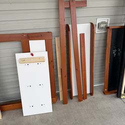 Twin size bed frame with slide and ladder