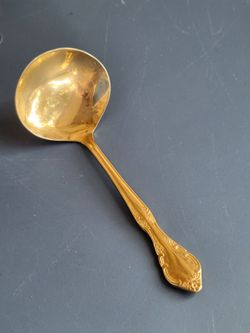 Soup Ladle - Montclair Gold Electroplate Oneida Floral 27456 Wm Rogers