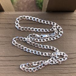 Nice NEW Sterling Silver .925 Cuban 20” Chain 5 MM Made In Italy 