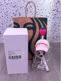 Starbucks Bearista Glass Pink Drink Cup
