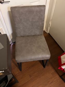 4 grey leather dining chairs