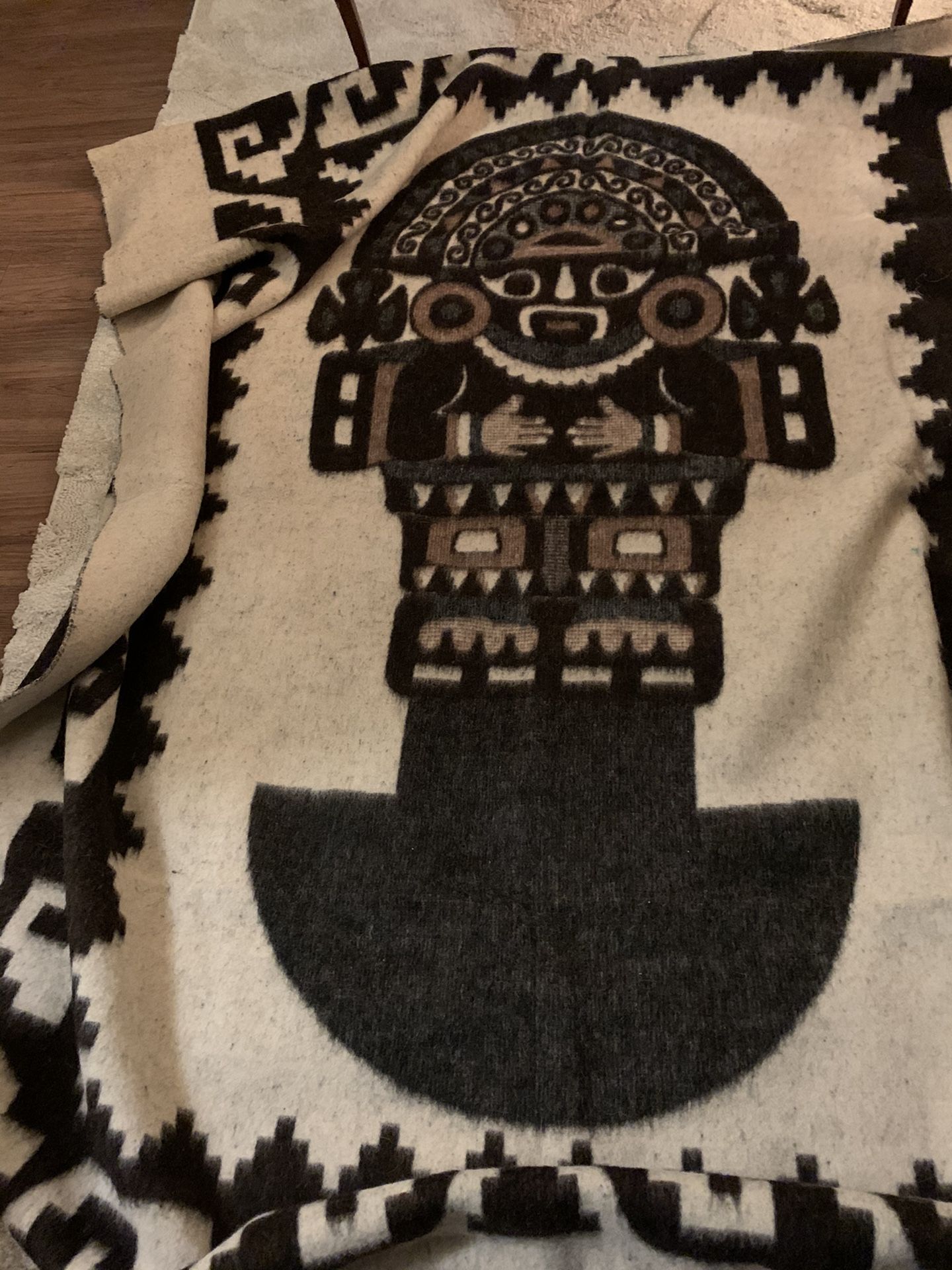 Stunning, reversible llama bedspread, blanket or wall hanging; 72” x 87” from Peru