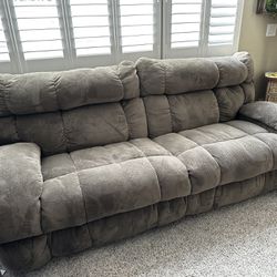 Taupe/beige Full Size Ashley Recliner Couch
