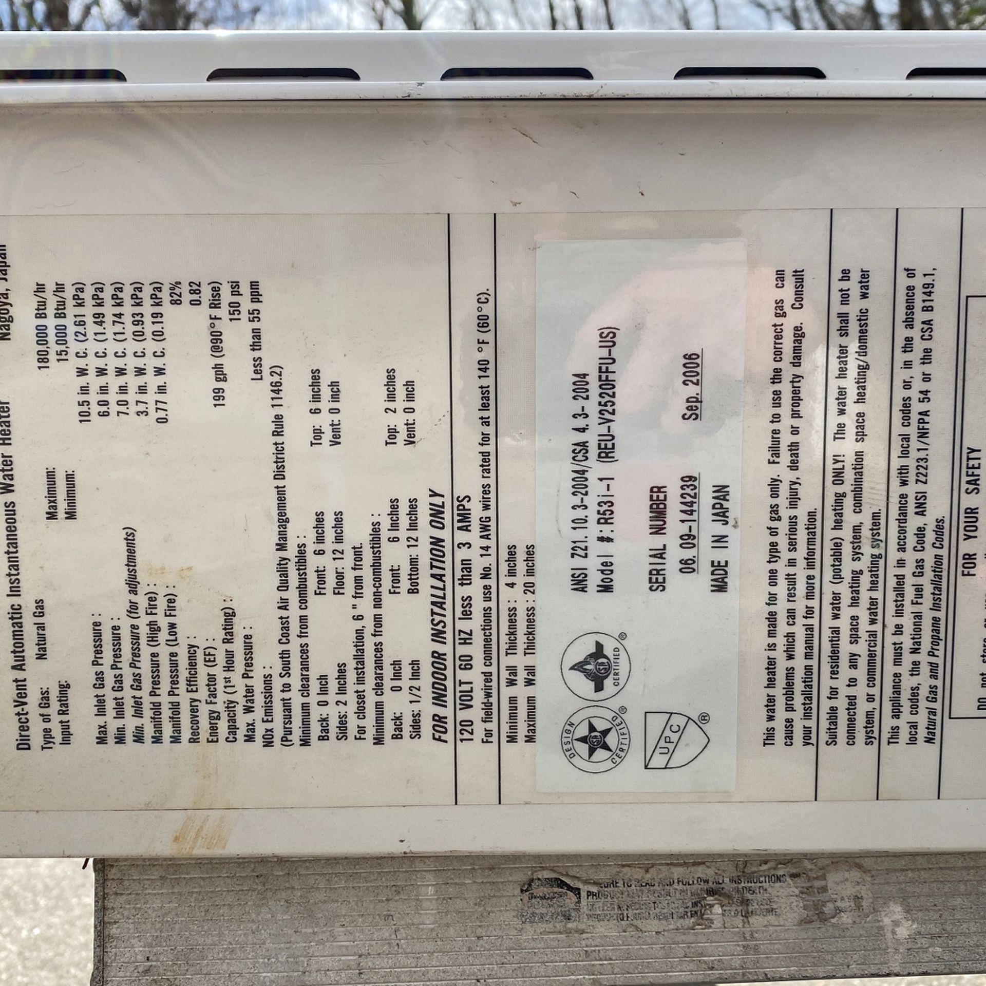 Tankless Water Heater Rinnai R53 for Sale in Gig Harbor, WA - OfferUp