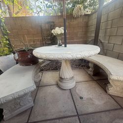 Concrete Table And Benches