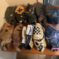 Baseball Gloves (selling as a bulk 16 for $110) read description 