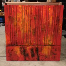 Large Abstract Red and Orange Painting