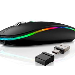 Wireless Mouse,Mouse for MacBook Air Mac Pro iPad Laptop Computer PC,Rechargeable Dual Mode Switch Mouse Bluetooth 5.2/3.0 and 2.4GHz USB Type-C Recei