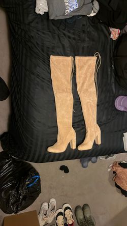 Thigh high suede boots