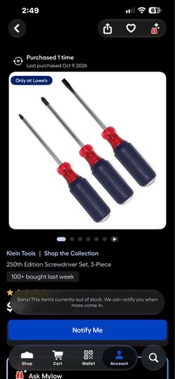 Klein 250th USA anniversary screwdriver set
