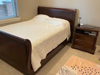 Queen bed and nightstand - $300