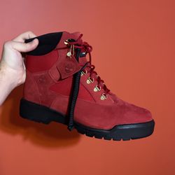 Red And Gold Timberland Boots (taking Offers)