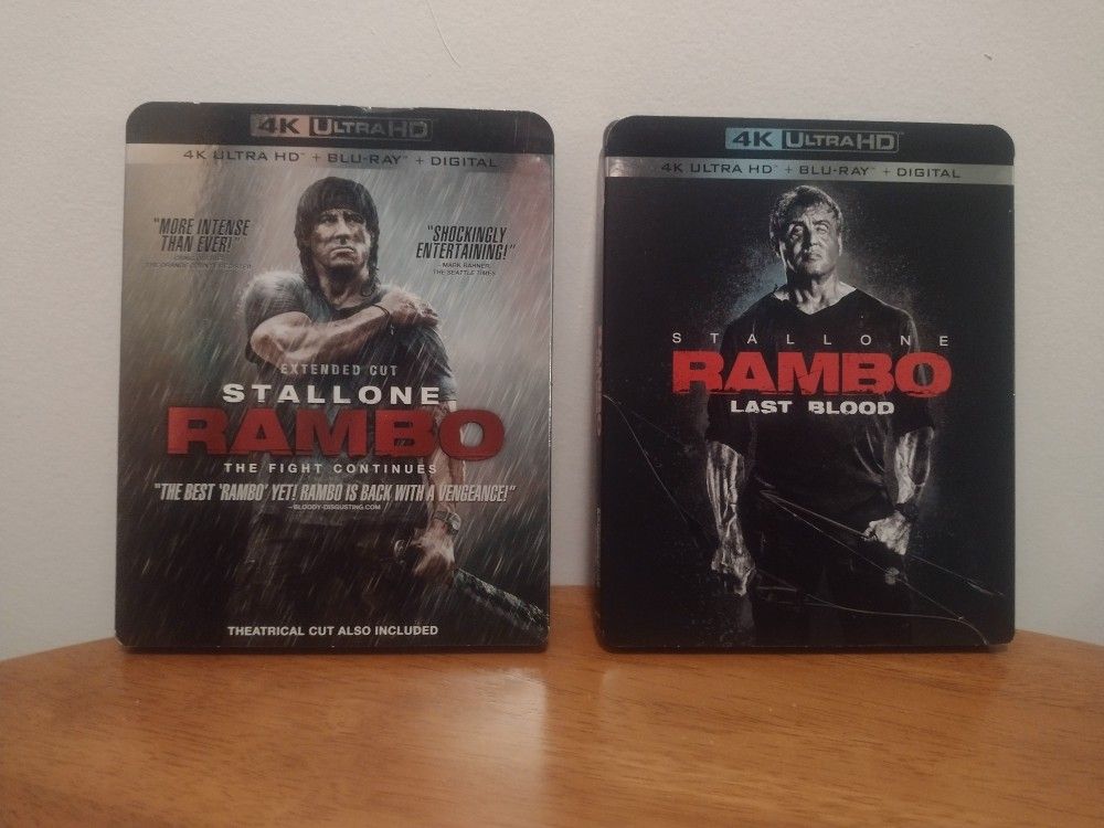 Rambo Movies 4K Blu Ray w/ Slipcovers 