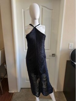 Black Halter Neck Fringed Dress