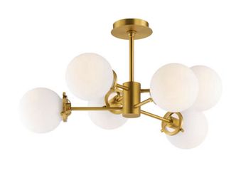 Bistro High Quality 6-Light Satin Brass Chandelier w/ LED Bulbs Included Like New
