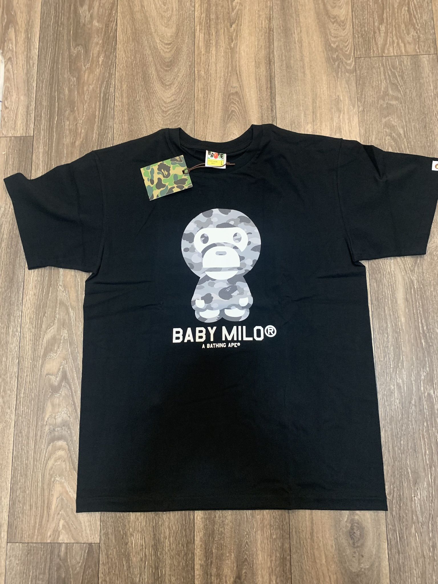 Bape Grey Baby Milo T-Shirt - Size Large