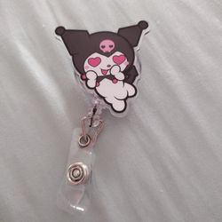 Kuromi Sanrio Badge Reel (Heart Eyes)