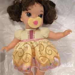Disney Baby Belle Doll With Paci Like New