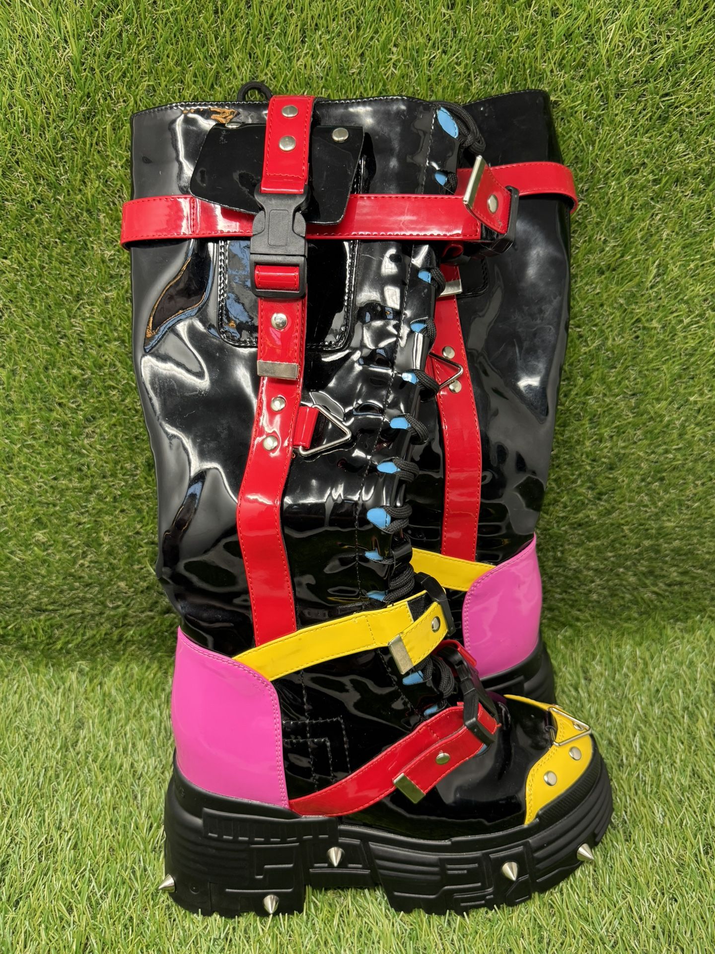 space cookies hidden wedge platform color block festival punk knee boots sz 7