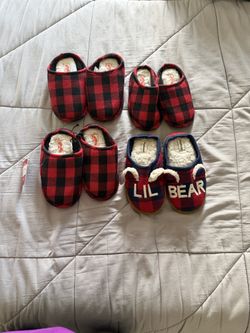 Red Plaid Slippers Size 9-10 kids