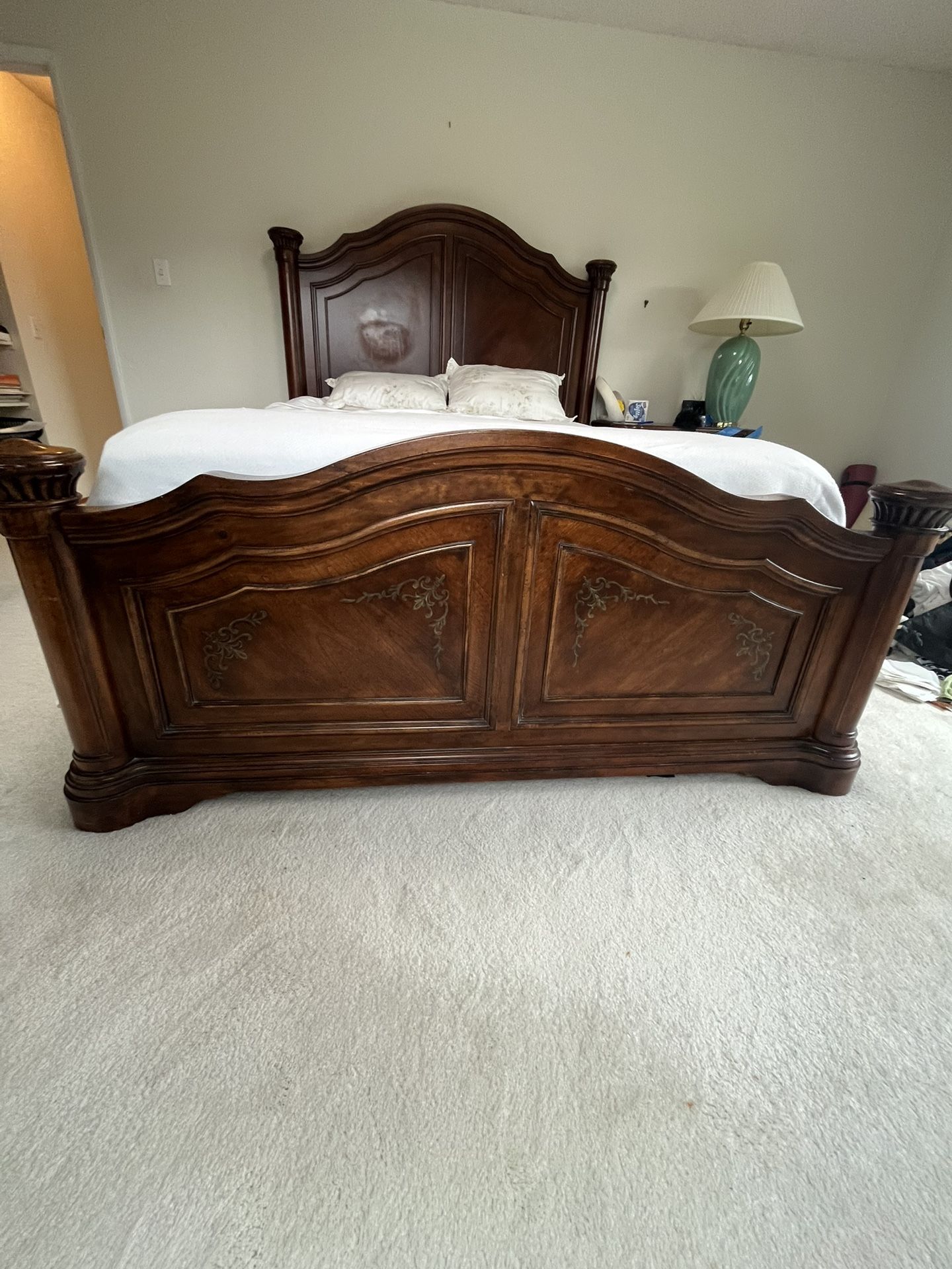 5-Pc Bedroom Set – Broyhill King Sleigh Bed, Dressers, Armoire & Media Cabinet – $4000 or Best Offer