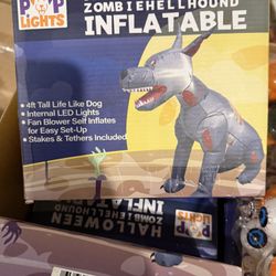 Pup Lights Outdoor Indoor Halloween Inflatable LED Lighted Zombie Hellhound Dog Blow Up Holiday Yard Decoration