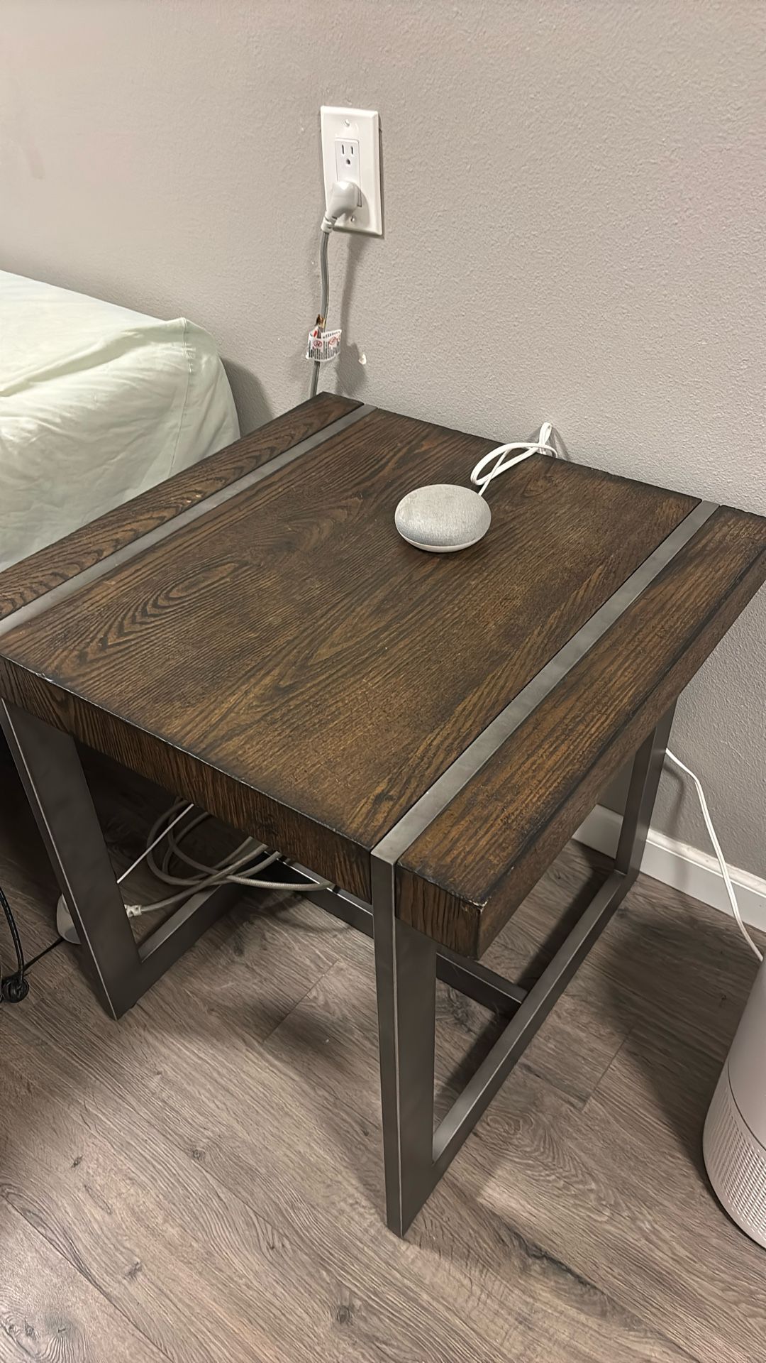 Real Wood Heavy Duty Mid Century End Table Nightstand
