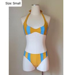 Yellow & Blue Two Piece Swimsuit !