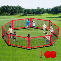 Gaga Ball Pit, Portable Gagaball Court 15ft Equipped with Carry Bag 