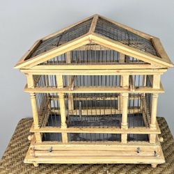 $35 Jaula Madera Pajaro Canario Wood Bird Cage