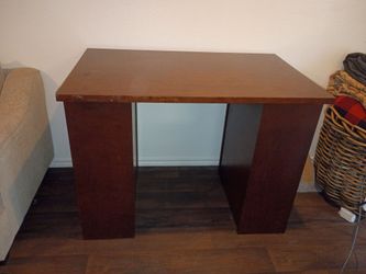 Counter height table with book shelf ends