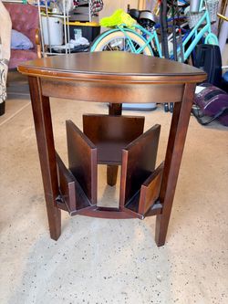 Pair of Dark Wood End Table with Magazine Rack